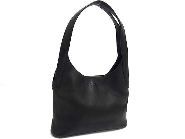 1円 LOEWE ロエベ レザー ミニ ハンドバッグ トートバッグ ショルダー 肩掛け レディース ブラック系 FP1673