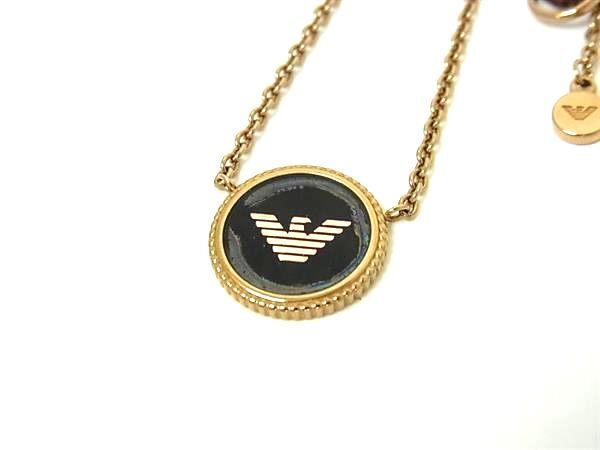 ■美品■ EMPORIO ARMANI エンポリオアルマーニ ネックレス ペンダント アクセサリー ゴールド系×ブラック系 DH6584