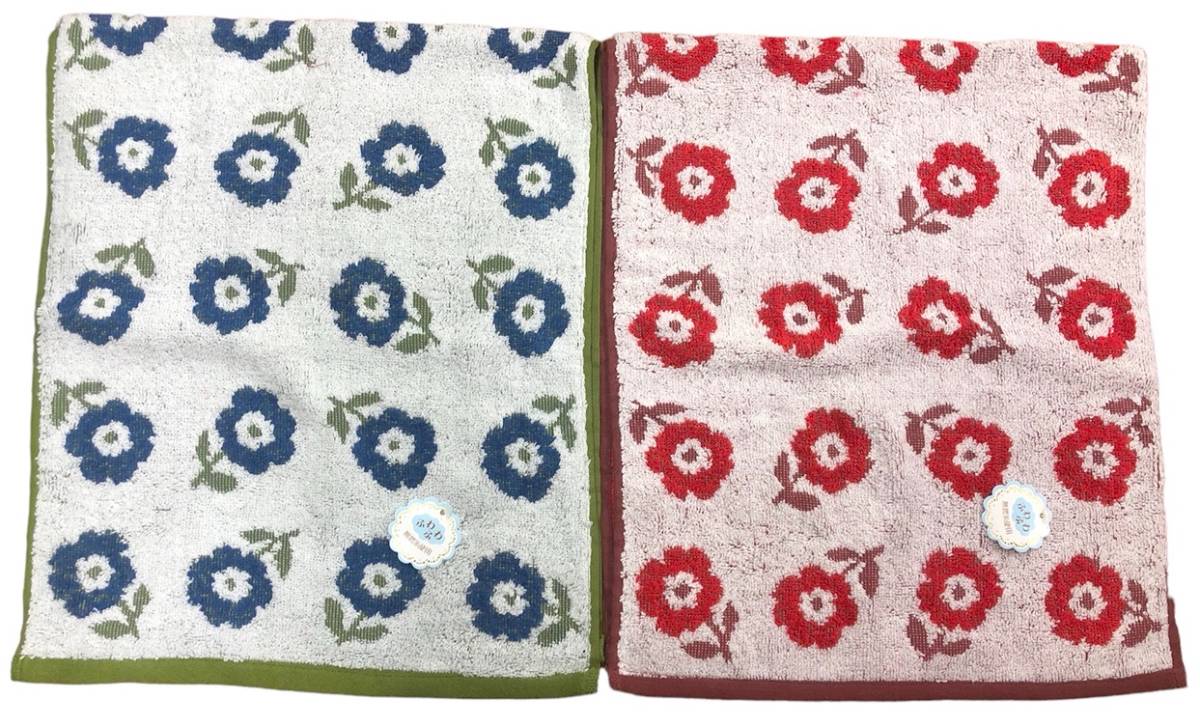 ■可愛いタオルセット　新品タグ付 ふわふわ 無撚糸フェイスタオル★まとめて6点★木で休む鳥 花 森の動物たち★ナチュラル系★￥3300_画像8