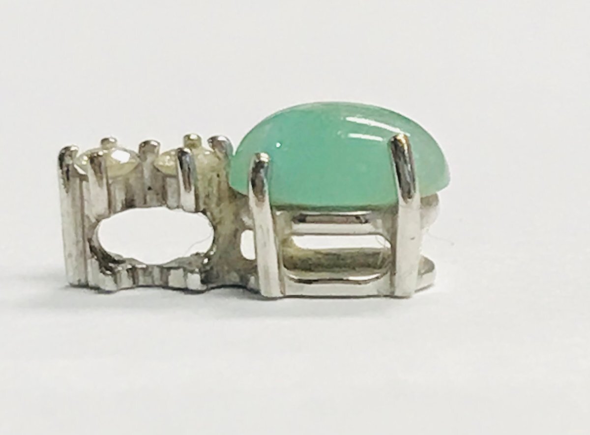 qoj.ZBV19　K18WG　ホワイトゴールド　天然ヒスイ（ジェイダイト）　2Pダイヤモンド　枠石0.06ct/中石0.60ct　ペンダントトップ_画像5