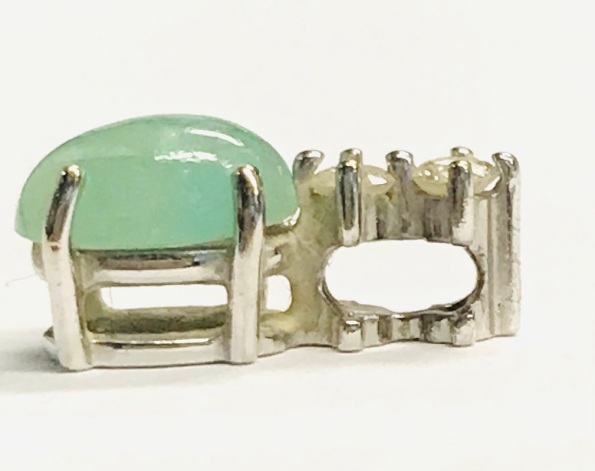 qoj.ZBV19　K18WG　ホワイトゴールド　天然ヒスイ（ジェイダイト）　2Pダイヤモンド　枠石0.06ct/中石0.60ct　ペンダントトップ_画像4