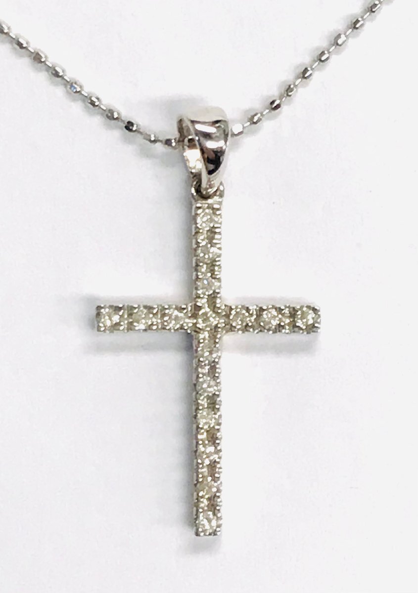 qoj.ZBU03　Folli Follie　フォリフォリ　K18　ゴールド　ダイヤモンド　クロスネックレス　D0.11ｃｔ　_画像2