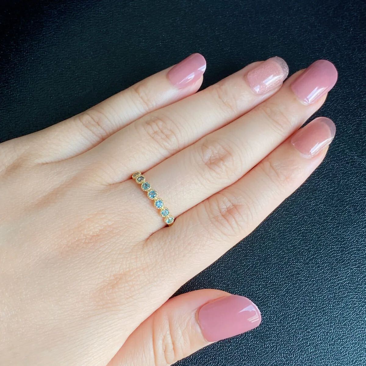 【サンタマリア】天然アクアマリン ハーフエタニティリング 0.24ct 18金 新品未使用品 鑑別書付き
