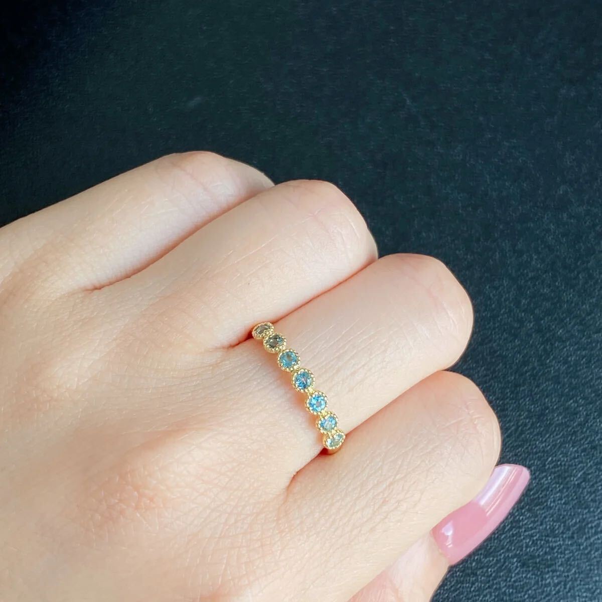 【サンタマリア】天然アクアマリン ハーフエタニティリング 0.24ct 18金 新品未使用品 鑑別書付き
