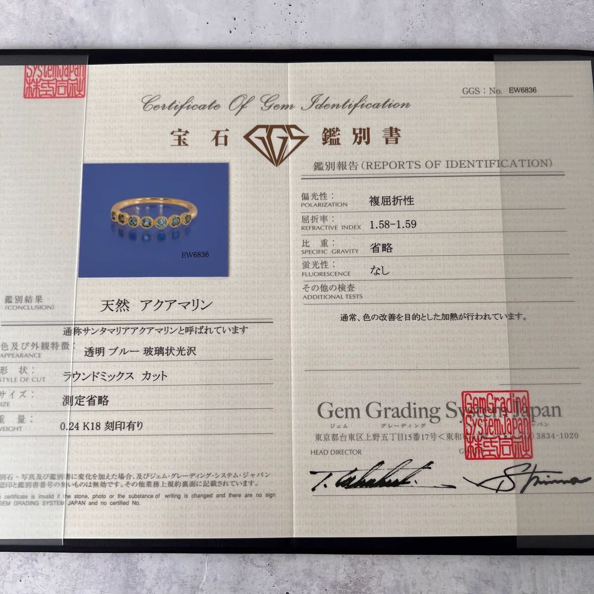 【サンタマリア】天然アクアマリン ハーフエタニティリング 0.24ct 18金 新品未使用品 鑑別書付き