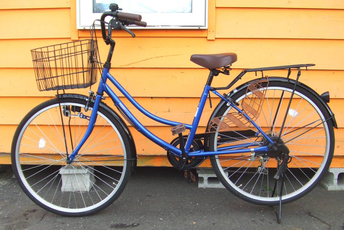 【よろづ屋】札幌ドーム周辺引取り限定：概ね美品 ダイニチ 26インチ 6段変速 普通自転車 POZZAT ポッソアート ブルー ママチャリ