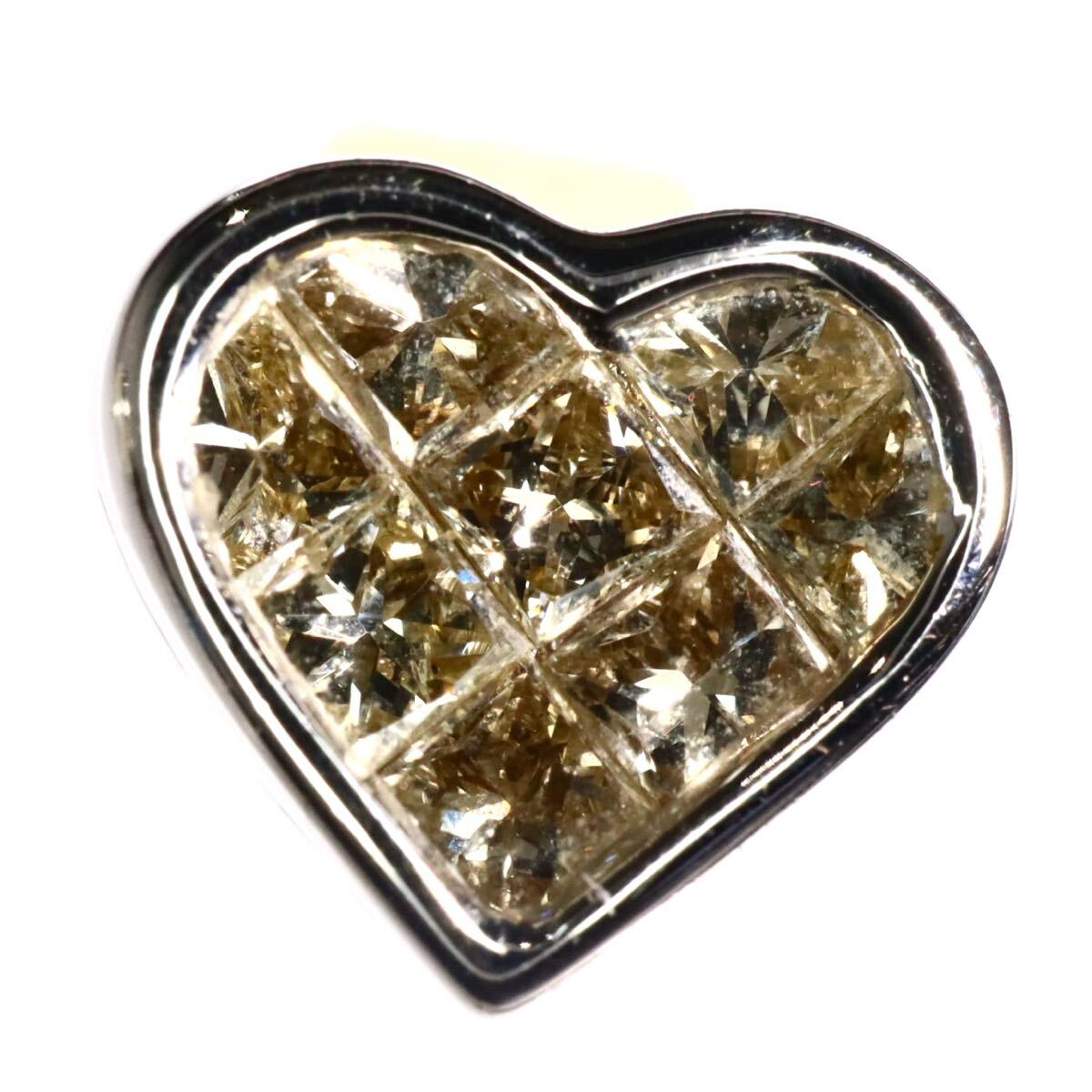 K18WG!!▲天然ダイヤモンドピアス▲J 約1.2g diamond pierce ハート heart ジュエリー jewelry レディース EB3/EB7 S26