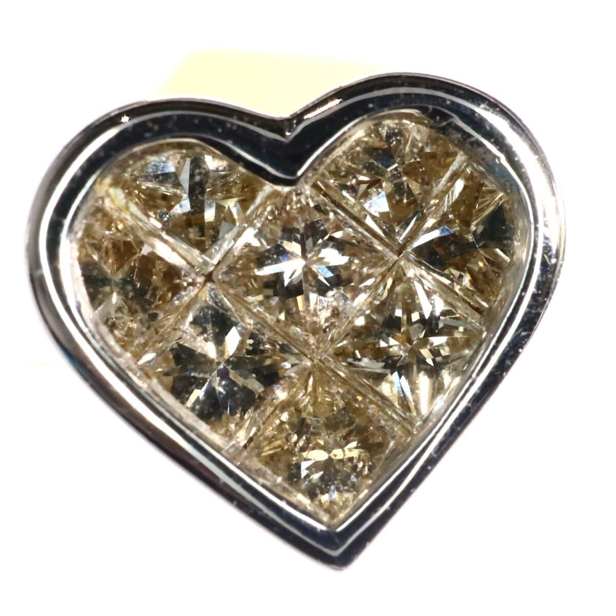 K18WG!!▲天然ダイヤモンドピアス▲J 約1.2g diamond pierce ハート heart ジュエリー jewelry レディース EB3/EB7 S26