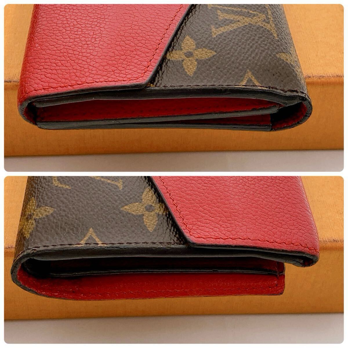 233 【ほぼ極美品】ルイヴィトン モノグラム LOUIS VUITTON ポルトフォイユパラス コンパクトパラス 三つ折り財布　赤　 ウォレット
