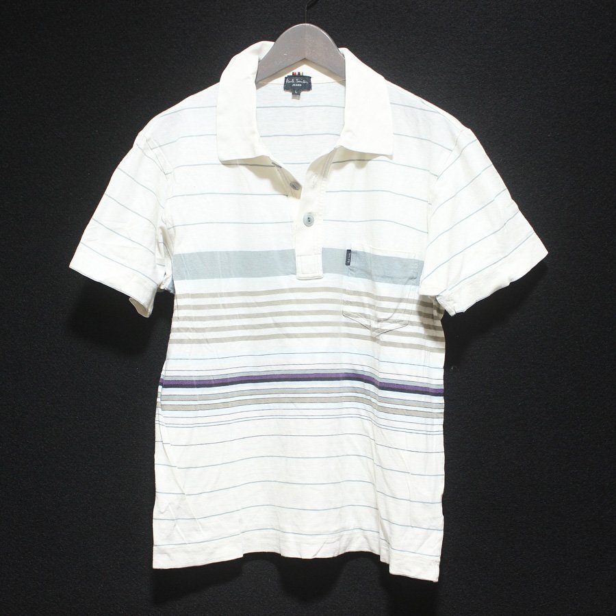 Paul Smith ポールスミス マルチボーダー 半袖 襟付き カットソー ポロシャツ L