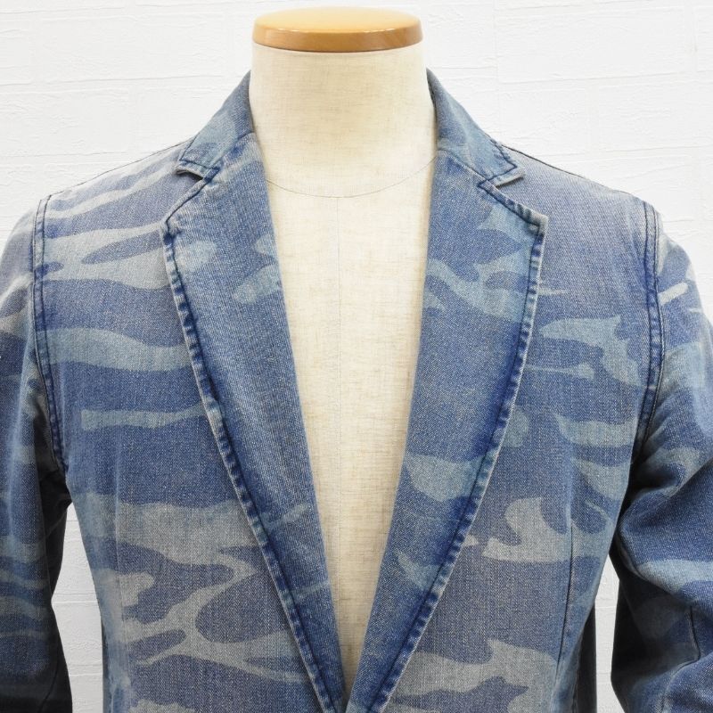 Jungle Storm◇迷彩柄ウオッシュドデニムジャケット◇サイズL◇ブルー系◇ジャングルストーム_画像3