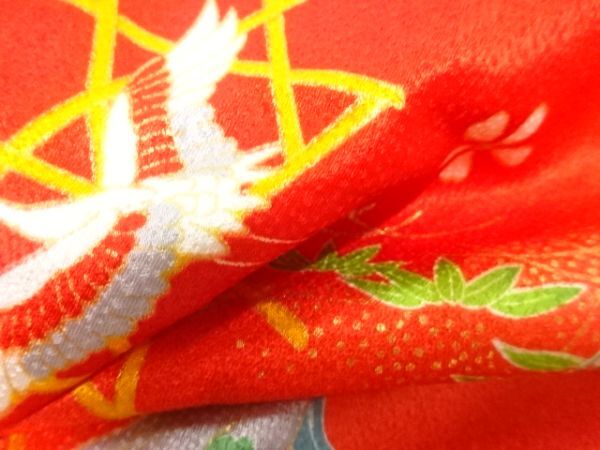 ys7389084;.sou. глаз .. цветок * журавль узор ребенок кимоно *. ткань комплект ( накладывающийся воротник имеется )[ античный ][ надеты ]
