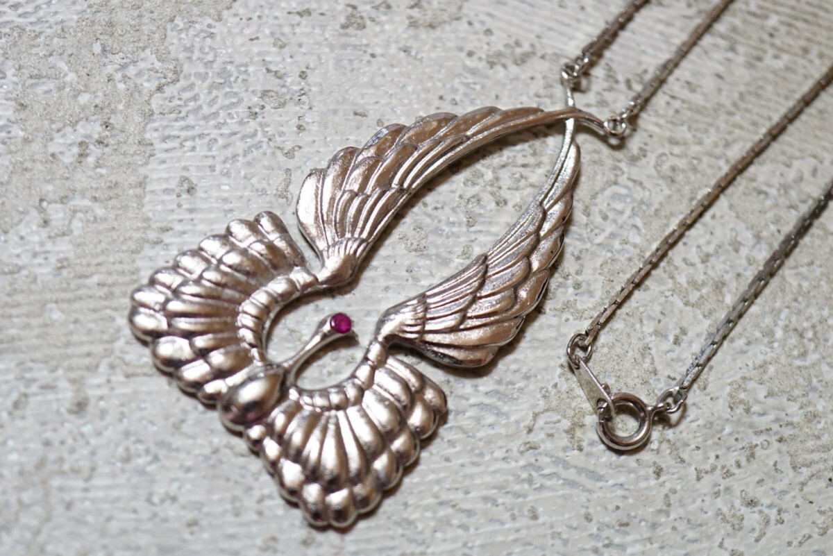 819 天然ルビー アニマル 鳥類 ペンダント ネックレス ヴィンテージ アクセサリー 天然石 寶石 色石 カラーストーン 裝飾品