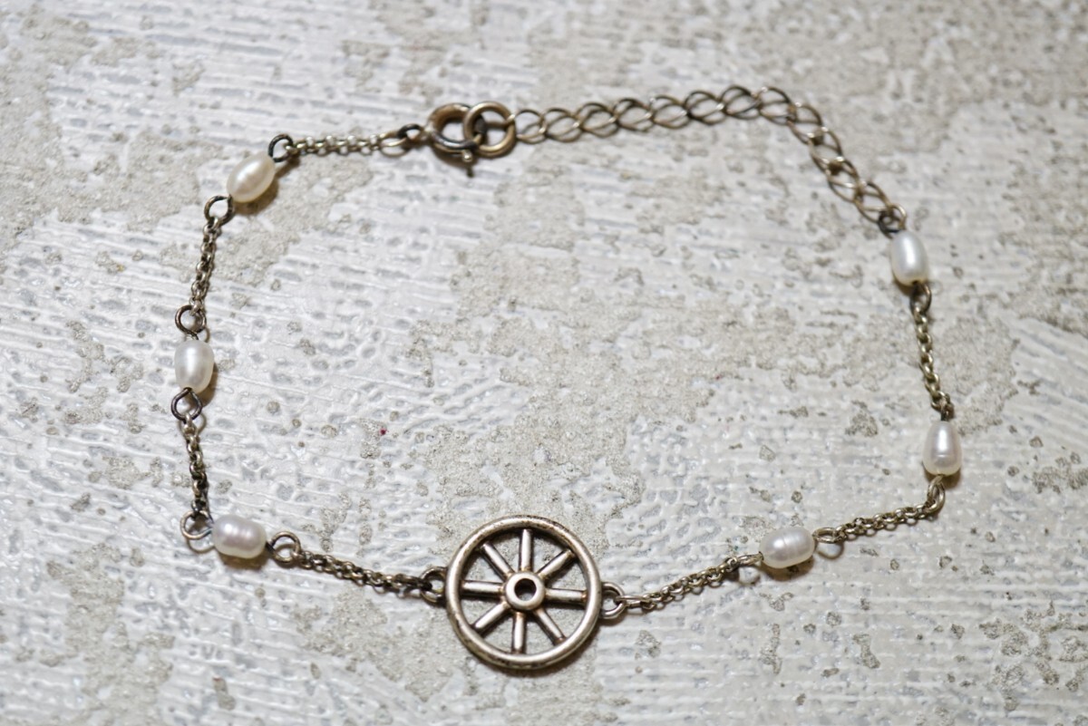 347 海外制 本真珠 パール シルバー ブレスレット ヴィンテージ アクセサリー SILVER 925刻印 シルバージュエリー 裝飾品