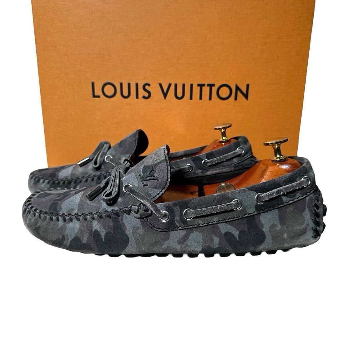 【本物保証】極美品◆ ルイヴィトン LOUISVITTON ◆ LVロゴ カモフラ　スニーカー ドライビングシューズ レザーシューズ サイズ7 26cm相當(dāng)