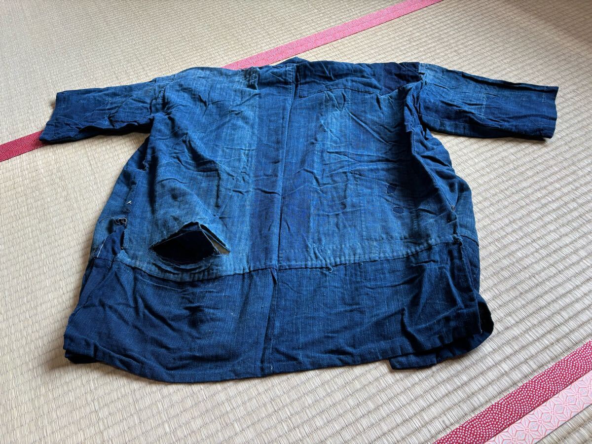 襤褸 刺し子 野良着 古布 藍染 絣 木綿 着物 クレイジーパターン