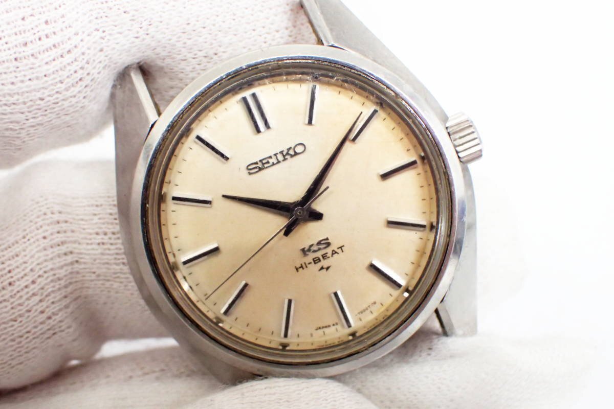 1円【KING SEIKO】不動品 キングセイコー HI-BEAT 45-7000 メンズ腕時計 手巻き シルバーカラー ジャンク バンドなし ◆質(zhì)屋