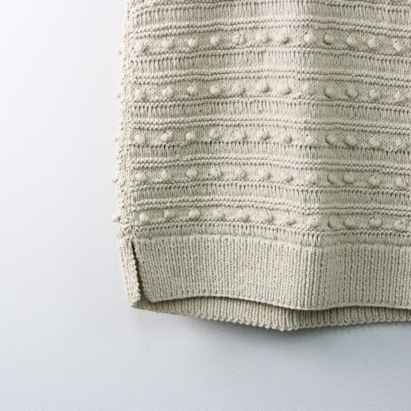 ネパール製 2023SS ハグオーワー HUG O WaR フラワー＆ポップコーン編みハンドニットベスト Ｆ/ベージュ トップス【2400014411836】_画像5