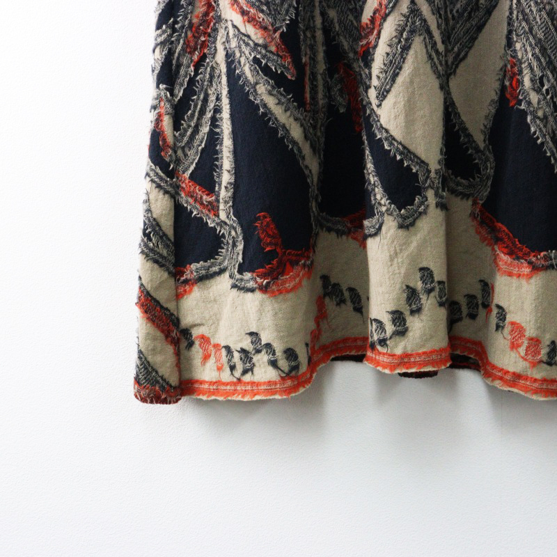 パラスパレス pal'las palace フラワージャガードウールスカート 0/ネイビー インディゴ フレア イージー ゴム【2400014411362】