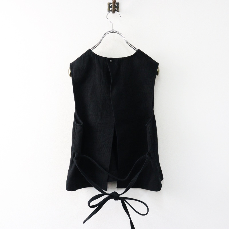 日本制 ススリ SUSURI ムールベスト 刺し子調(diào) ドビー織りデザイン サイズ1 ブラック/トップス 黒【2400014406481】