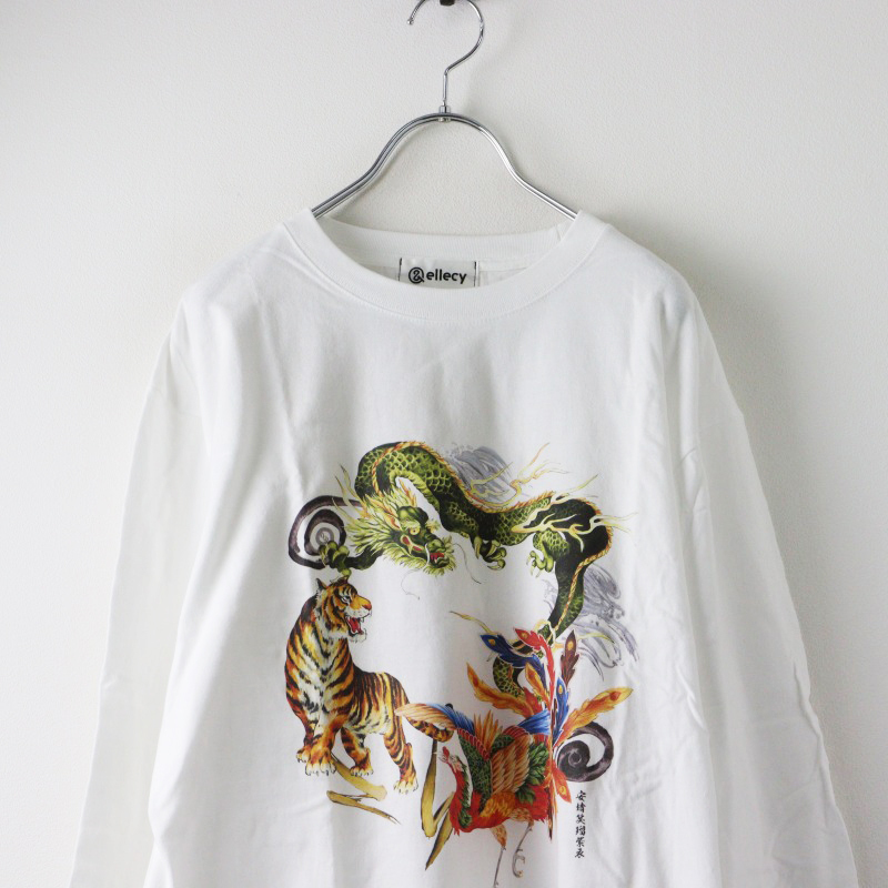 2023SS ロイスクレヨン アンドエルシー Lois CRAYON &ellecy 龍虎鳳凰ロングスリーブTシャツ M/ホワイト 長袖 カットソー【2400014415735】