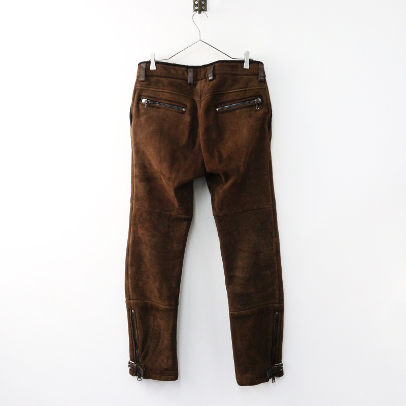2008-09AW Archives DOLCE&GABBANA Mouton Leather Gimmick Pants 48/Brown ドルチェ&ガッバーナ ムートンパンツ-.【2400014415551】
