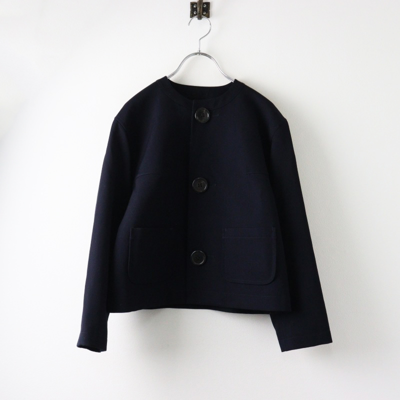 2017SSコレクション著用 トリココムデギャルソン tricot COMME des GARCONS ウールギャバジンノーカラージャケット S-.【2400014430585】