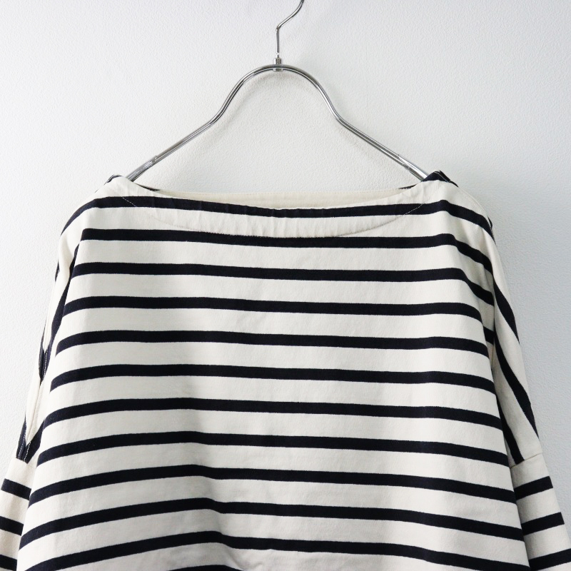 トラディショナルウェザーウェア Traditional Weatherwear BIG MARINE BOATNECK SHIRT ボーダーバスクシャツ S/ベージュ【2400014426977】