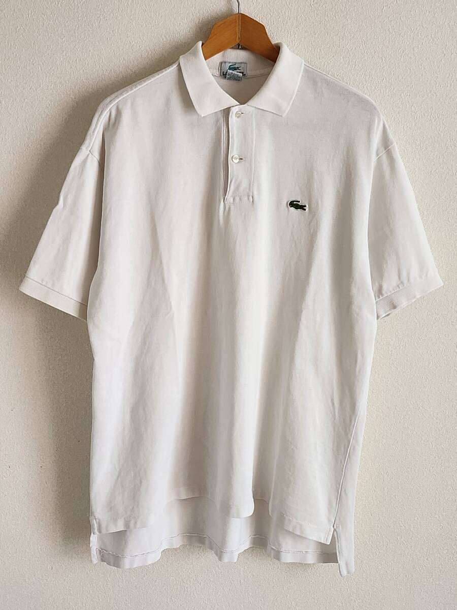 80s90sラコステLACOSTEポロシャツ白ホワイトUSA制オールドビンテージ古著