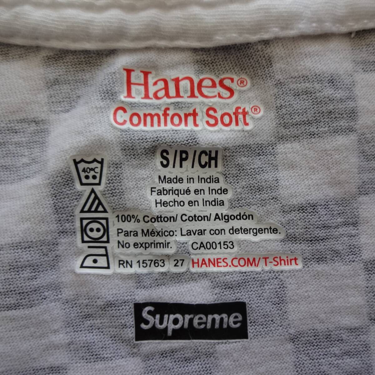 supreme × Hanes контрольно-измерительный прибор флаг короткий рукав футболка белый чёрный S# Supreme разделение nz в клетку 