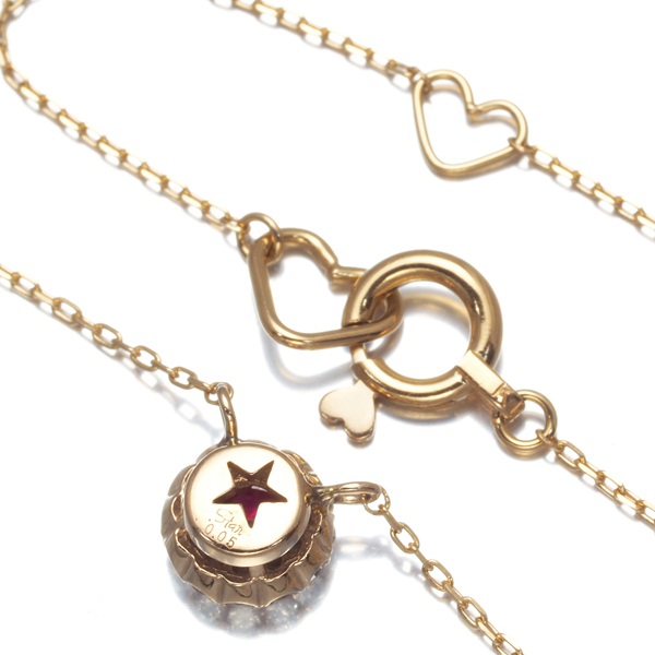 スタージュエリー ネックレス ルビー ダイヤ ダイヤモンド 0.05ct K18PG BLJ/GENJ_画像3