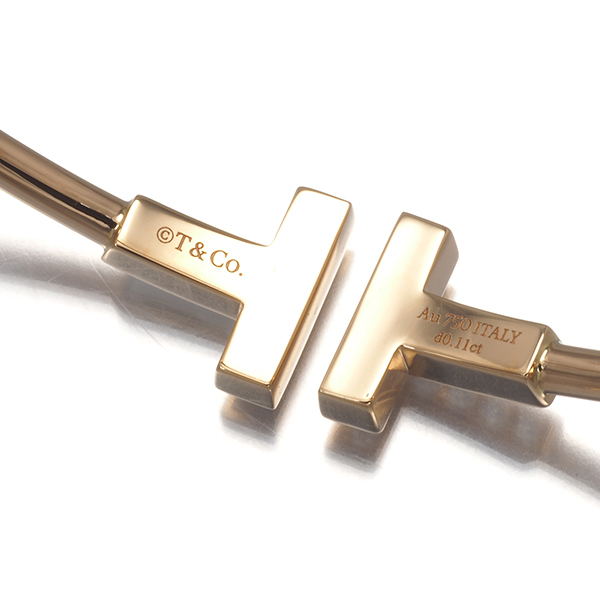 ティファニー ブレスレット シェル ダイヤ ダイヤモンド 0.11ct Tワイヤー バングル K18PG BLJ 大幅値下げ品