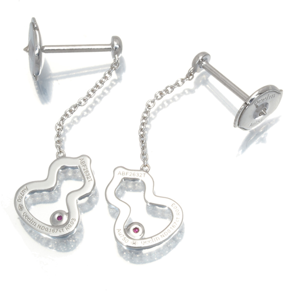 キーリン ピアス ダイヤ ダイヤモンド 0.167ct/0.167ct ルビー Wulu K18WG BLJ/GENJ 大幅値下げ品