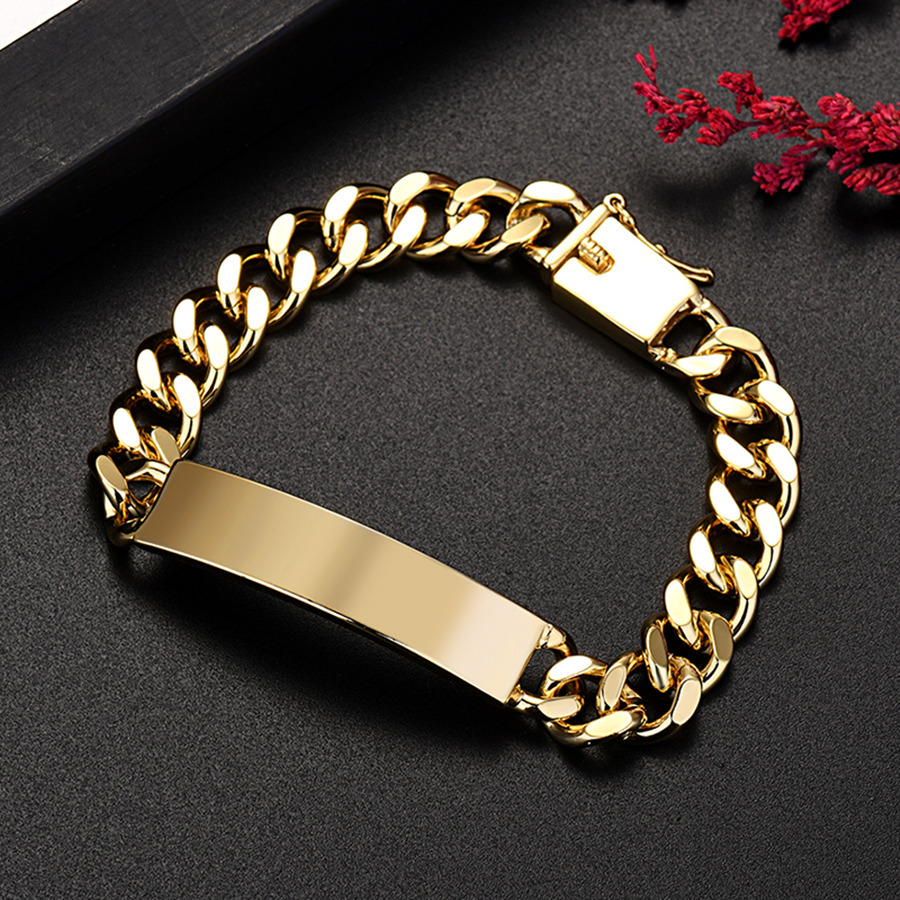 10mm幅【18k Gold Plated】 喜平 ゴールドブレスレット 金 メンズ レディース ブレスレット バングル 巾著入 贈(zèng)り物に