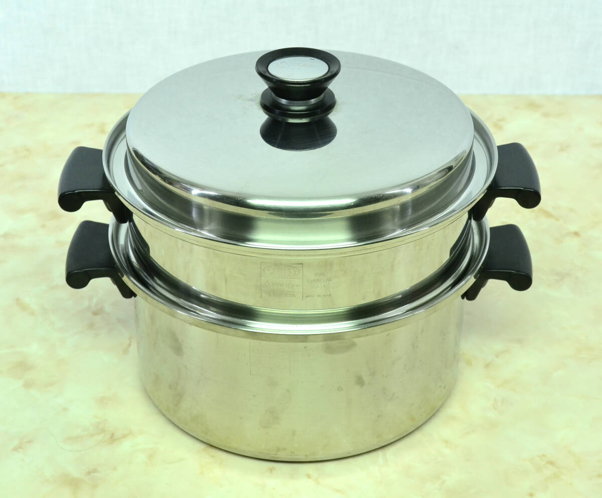 Amway Queen アムウェイクイーン シチューパンとスティーマー 蒸し器 両手鍋 フタ付 中古品 両手鍋