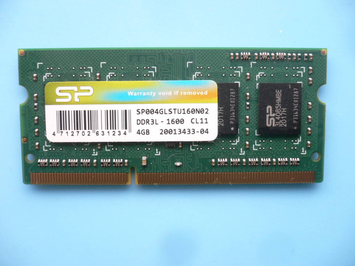 即決【4GB】SP Silicon power PC3L-12800S (DDR3L-1600) 低電圧対応 4GB ノート用 204pin メモリ ☆MemTest86＋で確認済【送料 85円 より】_画像1