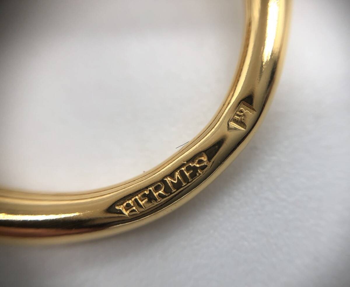 美品 HERMES エルメス ジャンボ スカーフリング スカーフ留め アクセサリー レディース ゴールド系