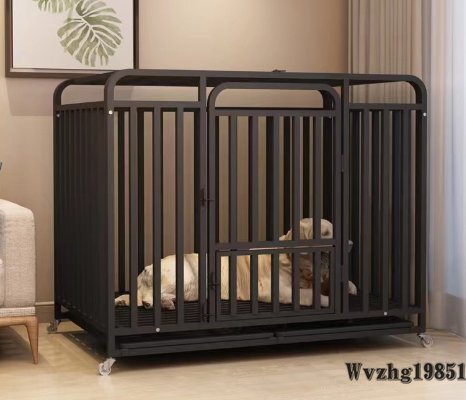 犬用ケージ角管ケージ大型犬用太めペットケージシャーシ付き金毛ラブラドール家庭用犬用大空間