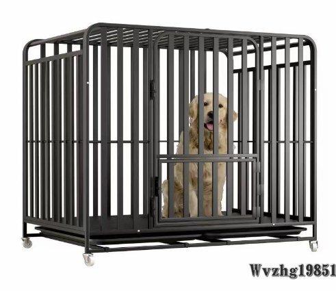 犬用ケージ角管ケージ大型犬用太めペットケージシャーシ付き金毛ラブラドール家庭用犬用大空間