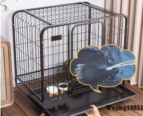 犬用ケージ角管ケージ大型犬用太めペットケージシャーシ付き金毛ラブラドール家庭用犬用大空間