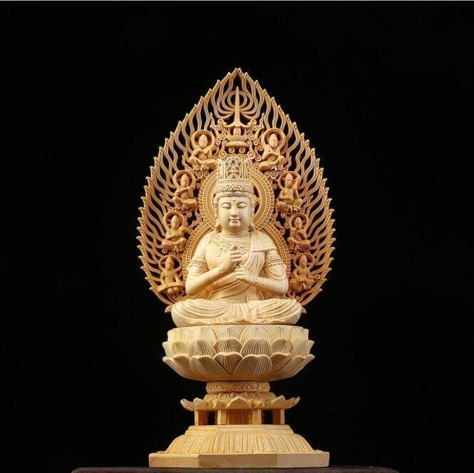 最高級品 極上彫 総檜材 仏教工芸品 木彫仏像 大隨求菩薩坐像