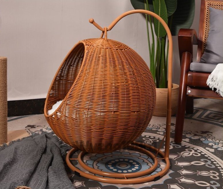 貓小屋籐編み貓ゆりかご四季折々の通気網(wǎng)を水洗いできる赤ペットの巣