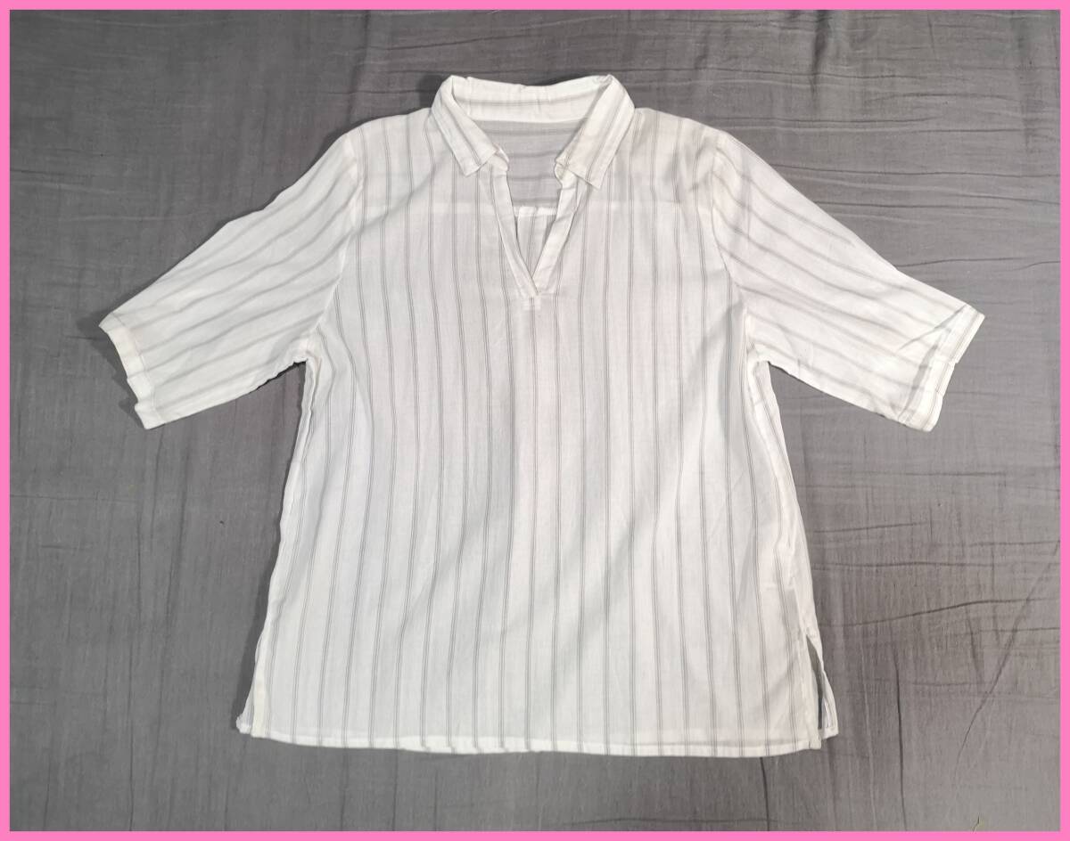 ＳＥＴ‐４２８夏☆新品☆送料込み☆即決☆ナチュラル系☆薄手のインド綿☆２枚セット☆Ｍ～Ｌサイズ☆ブラウス☆白×ベージュとグリーン系