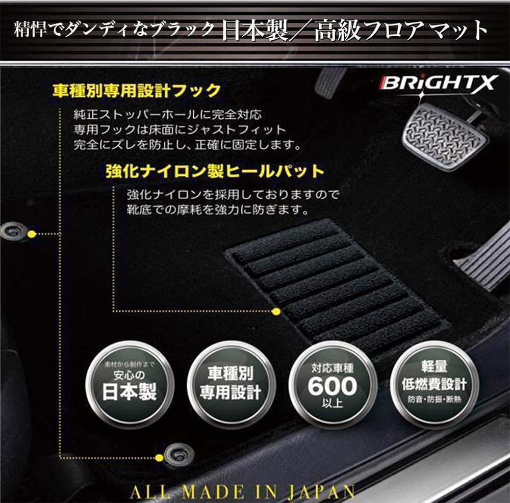 近日発送 安心の日本制 フロアマット マツダ ロードスター ND5RC MT車 H27.06～ 2枚SET 【ブラック×イエロー??