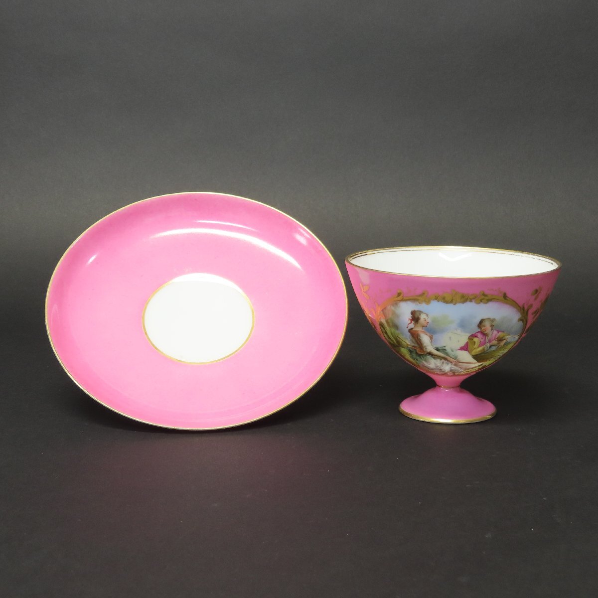 【洋食器004】セーヴル?セーブル Sevres カップ&ソーサー Cup Saucer/フランス陶磁器 マイセン ドレスデン