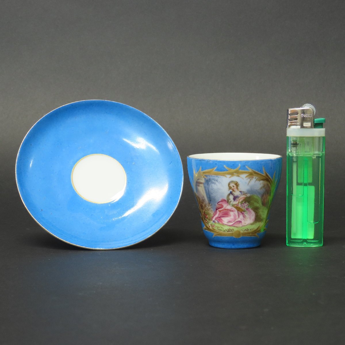 【洋食器005】セーヴル?セーブル Sevres カップ&ソーサー Cup Saucer デミタスカップ/フランス陶磁器 マイセン ドレスデン