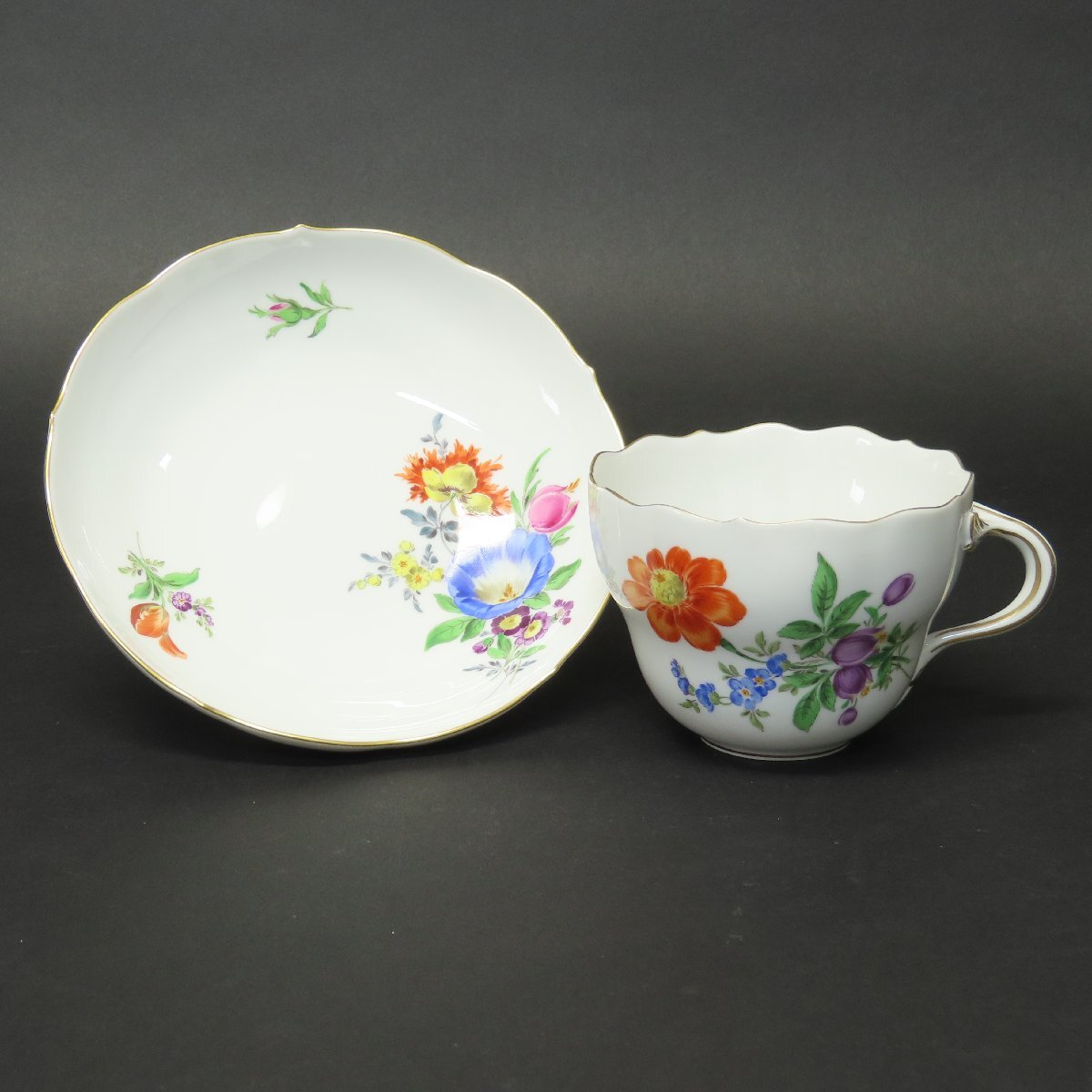 【洋食器017】マイセン MEISSEN カップ&ソーサー Cup Saucer フラワーブーケ 5つ花/ドイツ陶磁 ドレスデン セーブル セーヴル