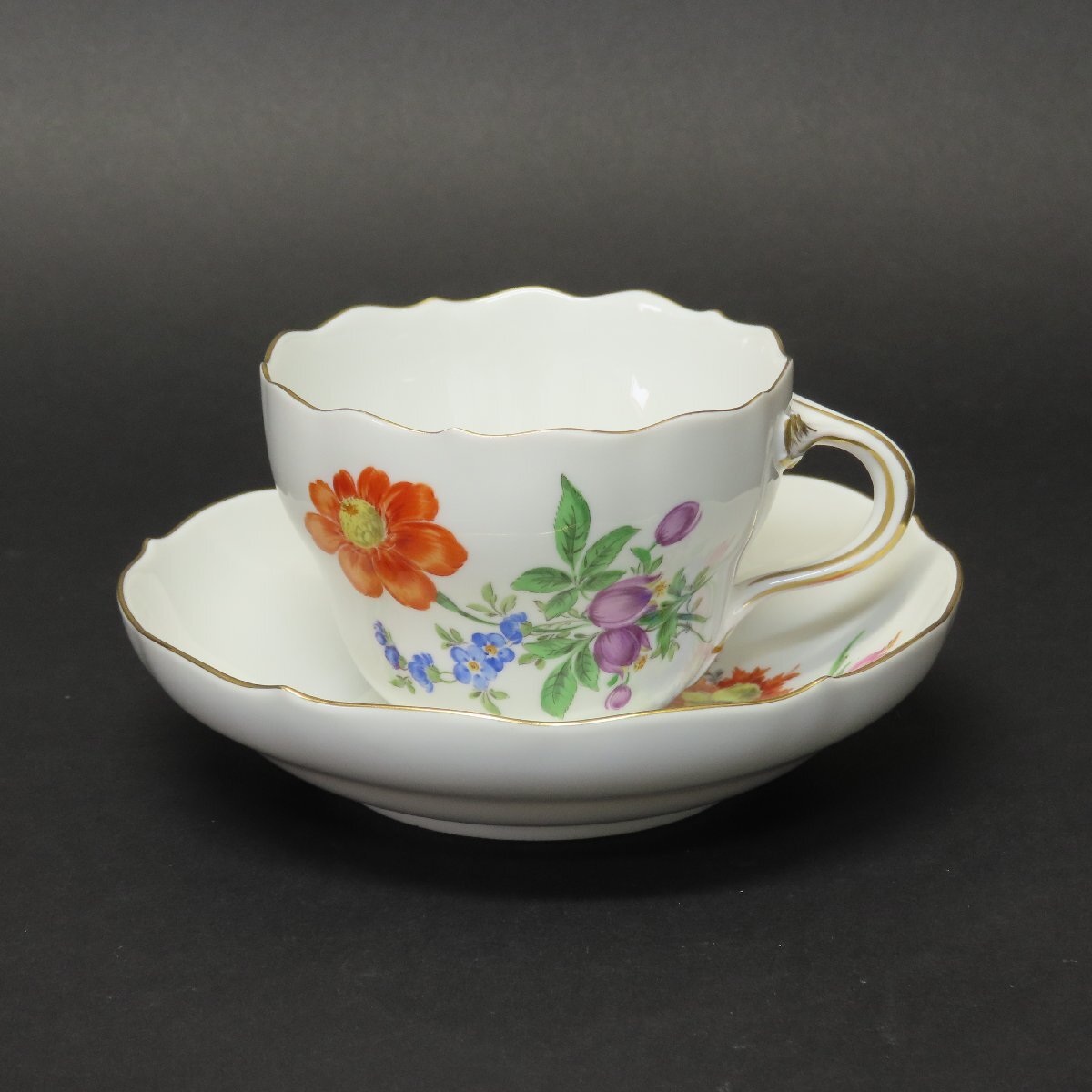 【洋食器017】マイセン MEISSEN カップ&ソーサー Cup Saucer フラワーブーケ 5つ花/ドイツ陶磁 ドレスデン セーブル セーヴル