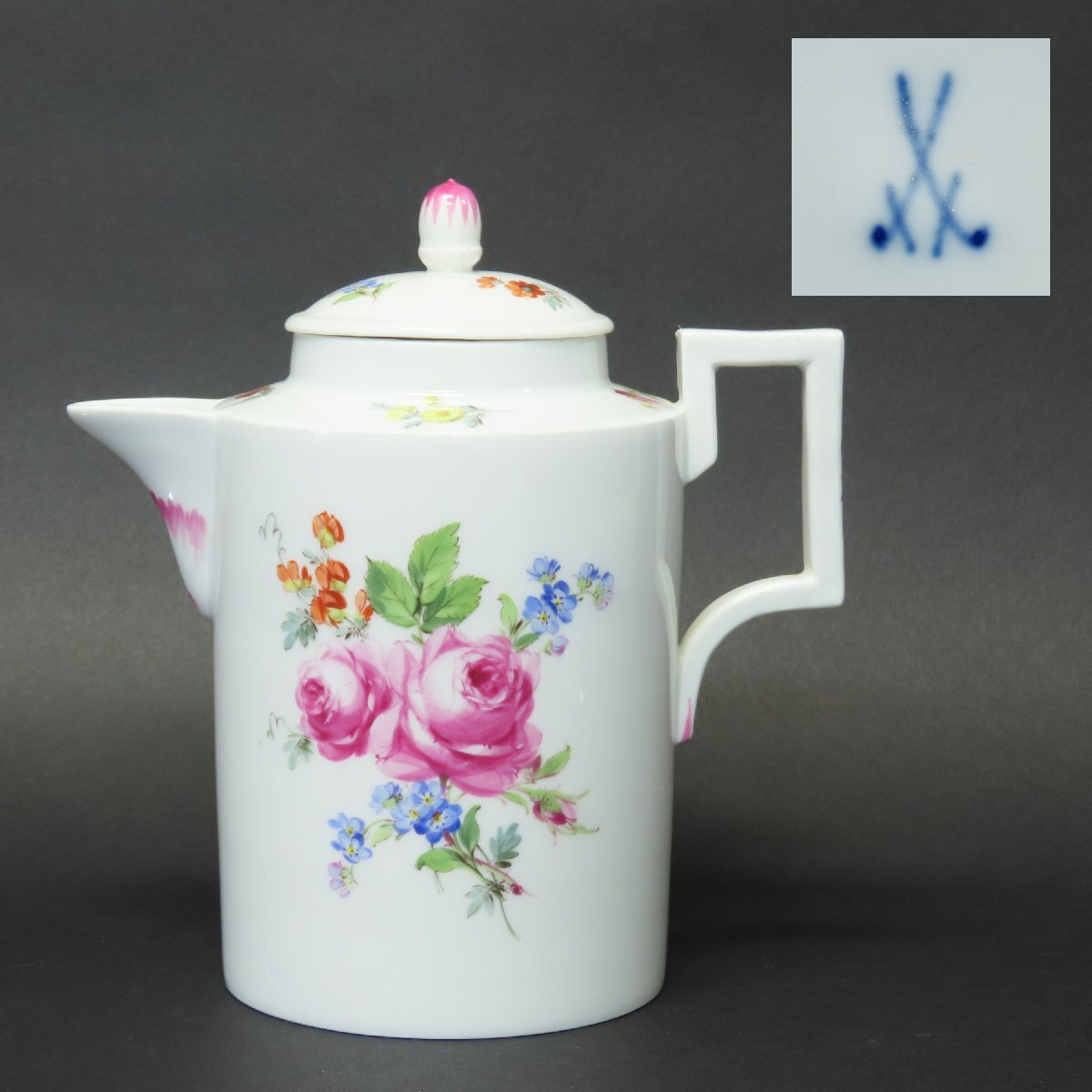 【洋食器036】マイセン MEISSEN ティーポット 花柄 ドイツ陶磁 カップ&ソーサー