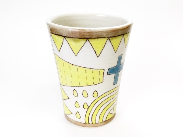 Miyake .. кружка Mashiko . желтый цвет желтый носорог ketelik Cafe ресторан кофейня